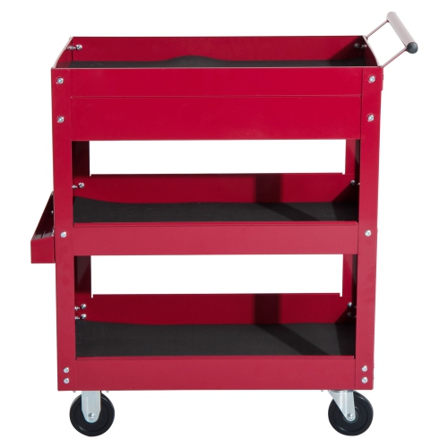 HOMCOM Rolling Tool Cart 3 Tray 1 Drawer Storage Chest Garage Utility Red