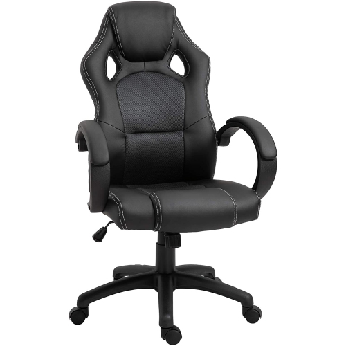 Homcom Leather Executive Racecar Office Chair Black Grey Best