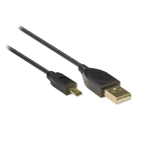 Retail USB 2 AB Mini 4 Cable BK, 6ft