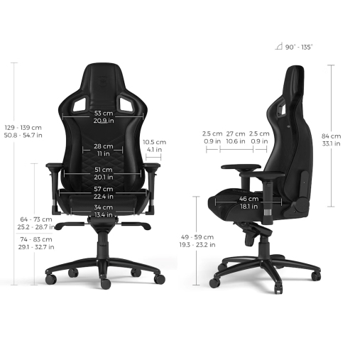 noblechairs EPIC Premium Gaming and Office Chair - Superior Ergonomics, Genuine Real Leather Upholstery, Supports up to 150 kg, Black