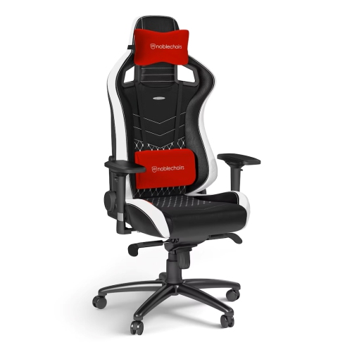 noblechairs EPIC Premium Gaming and Office Chair - Superior Ergonomics, Genuine Real Leather Upholstery, Supports up to 150 kg, Black/Red/White