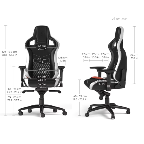 noblechairs EPIC Premium Gaming and Office Chair - Superior Ergonomics, Genuine Real Leather Upholstery, Supports up to 150 kg, Black/Red/White