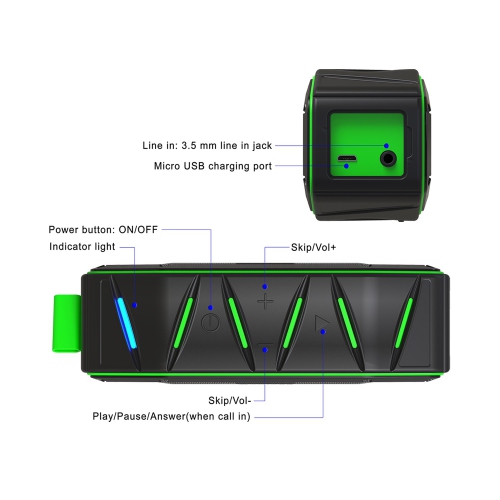 CABLE29  Bluetooth Speaker With Portable & Rugged Design By (Green)