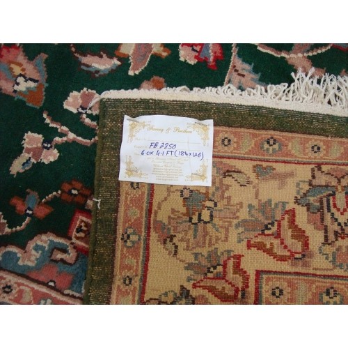 Ahmedani Awesome Love Beauty Floral Oriental Rug Hand Knotted Wool Silk Carpet 6.0' x 4.1' Area Rug - Green