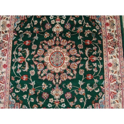 Ahmedani Awesome Love Beauty Floral Oriental Rug Hand Knotted Wool Silk Carpet 6.0' x 4.1' Area Rug - Green