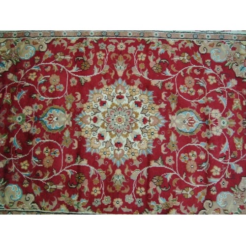 Ahmedani Love Beauty Floral Oriental Hand Knotted Wool Silk Carpet 6.1' x 4.1' Area Rug - Multi-Colour