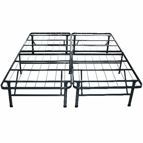 ViscoLogic Brands Platform Heavy Duty Metal /Mattress Foundation Modern Bed Frame - Queen - Black; Steel