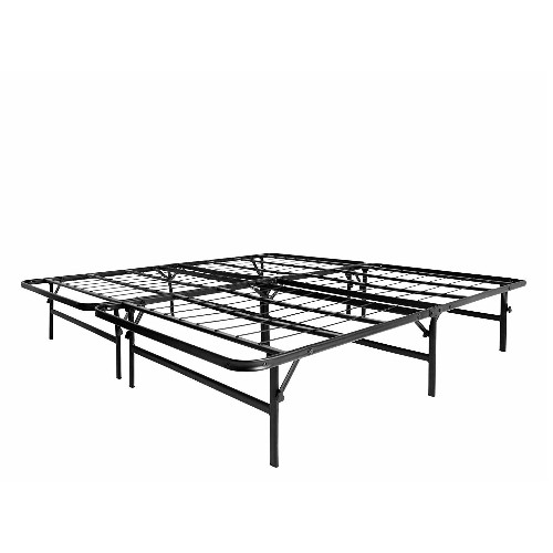 ViscoLogic Brands Platform Heavy Duty Metal /Mattress Foundation Modern Bed Frame - Queen - Black; Steel