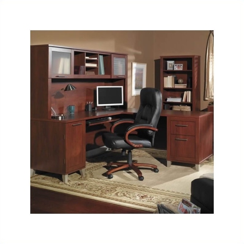 Bush Furniture Somerset 4 Piece 60" L-Shape Office Set in Hansen Cherry