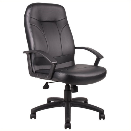 Boss Office Products Executive High Back Leather Office Chair in Black