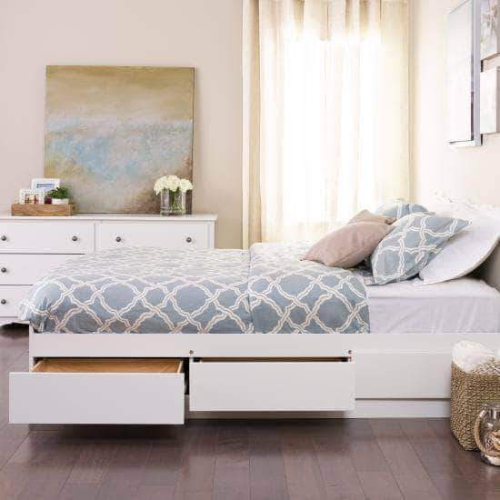 Prepac Double Full Platform Storage Bed in White