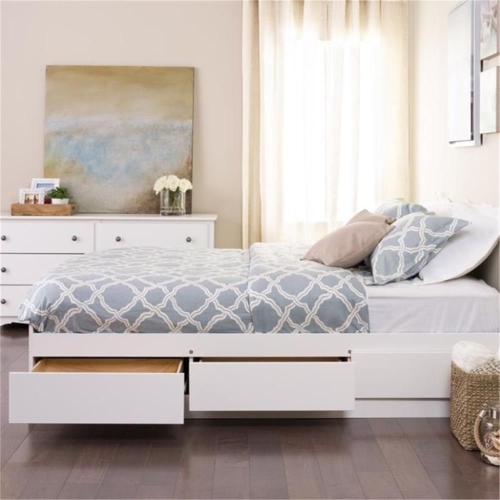 Prepac Double Full Platform Storage Bed in White