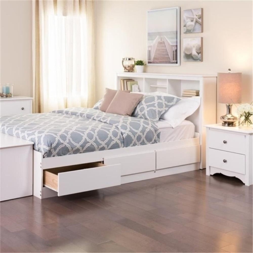 Prepac Double Full Platform Storage Bed in White