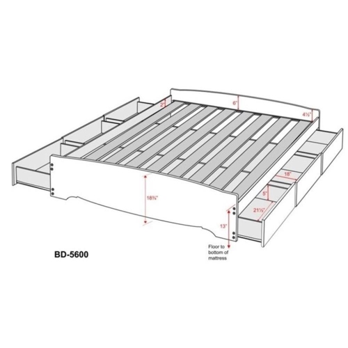 Prepac Double Full Platform Storage Bed in White