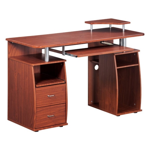 Techni Mobili Corner Desk With 2 Drawer Rta 8211 M615 Mahogany