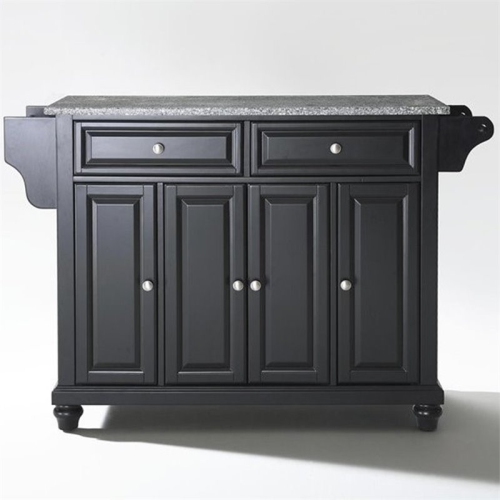 Crosley Cambridge Gray Granite Top Kitchen Island in Black