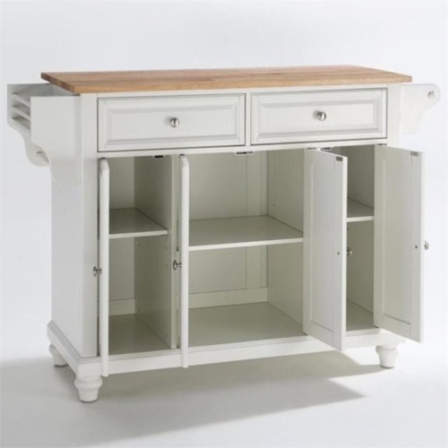 Crosley Cambridge Natural Wood Top Kitchen Island in White