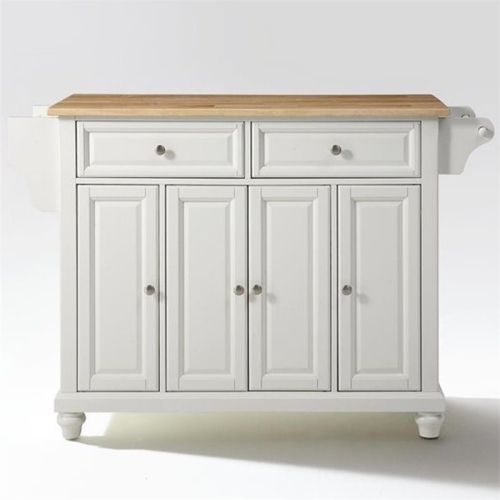 Crosley Cambridge Natural Wood Top Kitchen Island in White