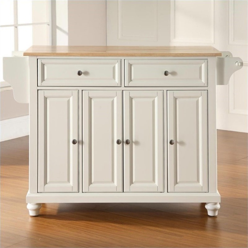 Crosley Cambridge Natural Wood Top Kitchen Island in White
