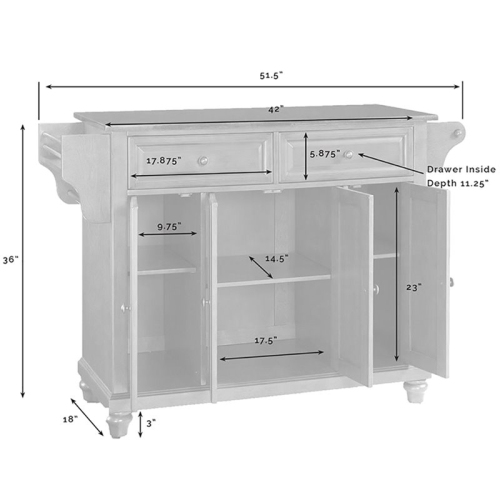 Crosley Cambridge Natural Wood Top Kitchen Island in White