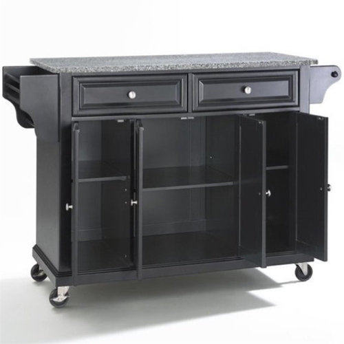 CROSLEY FURNITURE  Gray Granite Top Kitchen Cart In In Black