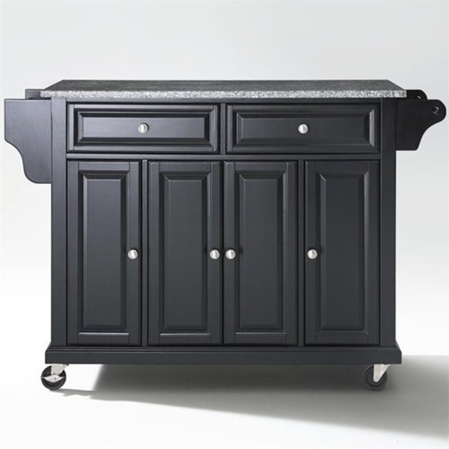 Crosley Gray Granite Top Kitchen Cart in Black