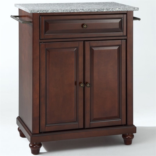 CROSLEY FURNITURE  Cambridge Granite Top Portable Kitchen Island In Mahogany In Gray