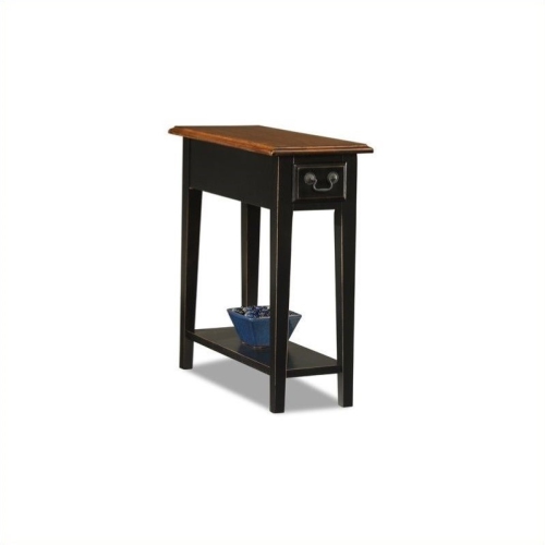 LEICK FURNITURE  Chairside Wood End Table In Slate Black Finish This table is just what I needed - top is narrow which is great for small spaces, but the length accommodates several objects (remote, phone, coffee cup)