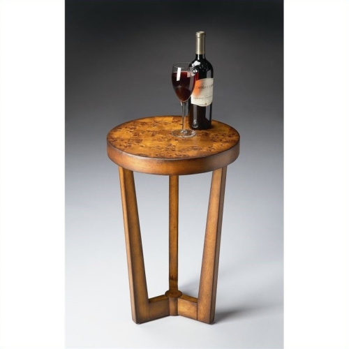 BUTLER SPECIALTY  Round Rubberwood Accent Table In Olive Ash Burl
