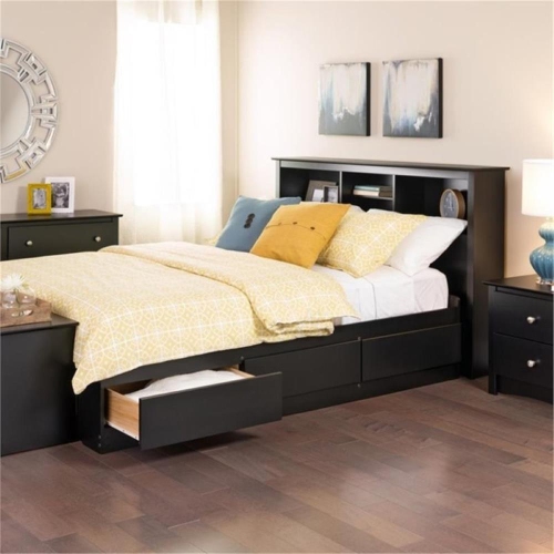 Prepac Queen Platform Storage Bed in Black