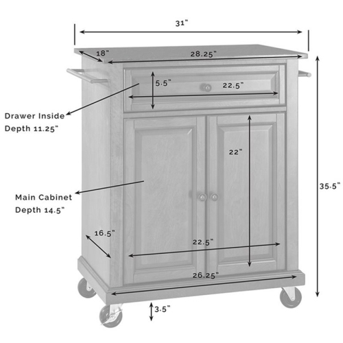 Crosley Black Granite Top Portable Kitchen Cart in Black