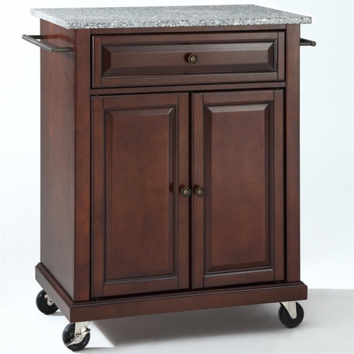 Desserte de cuisine portative en granite gris de Crosley - acajou