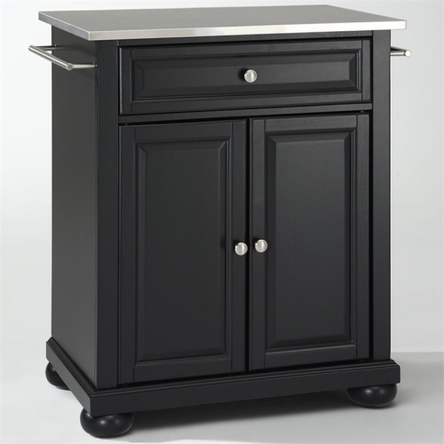 Crosley – îlot de cuisine portatif en acier inoxydable noir Alexandria