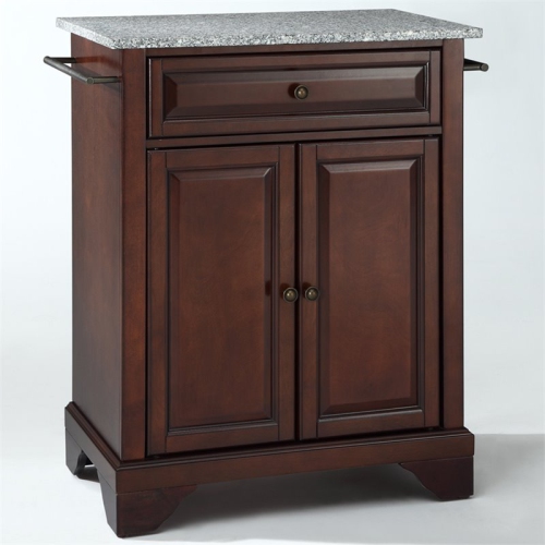 CROSLEY FURNITURE  Lafayette Granite Top Portable Kitchen Island In Mahogany In Gray