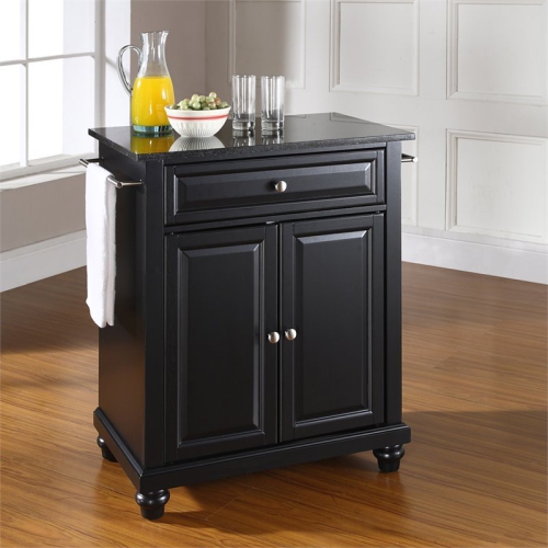 Crosley Cambridge Black Granite Top Portable Kitchen Island in Black