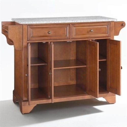 Crosley LaFayette Gray Granite Top Kitchen Island in Cherry