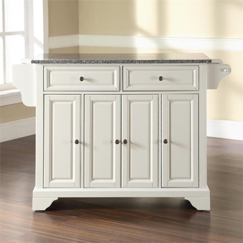 Crosley LaFayette Gray Granite Top Kitchen Island in White