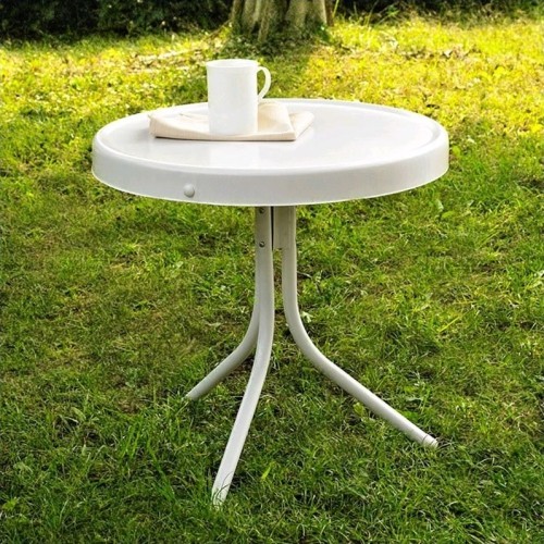 Crosley Retro Metal Table In White, Crosley Retro Outdoor Furniture