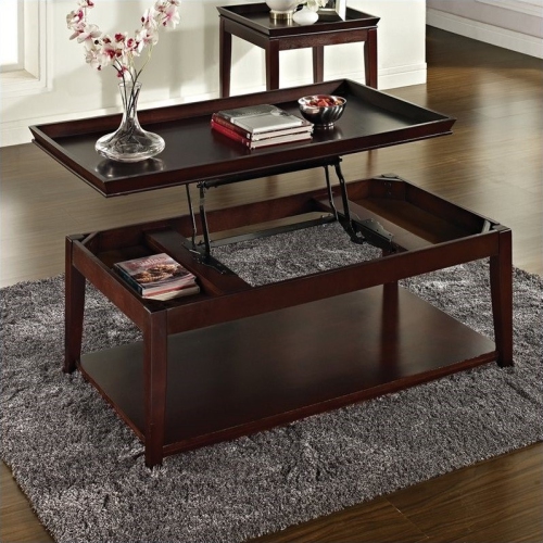 STEVE SILVER COMPANY Clemson Lift Top Cocktail Table With Casters In Multi-Step Cherry