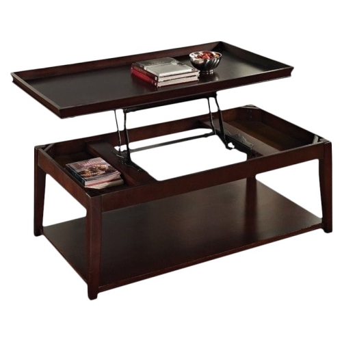Clemson Lift Top Cocktail Table with Casters in Multi-Step Cherry