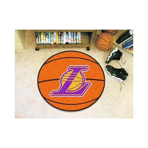 NBA - Los Angeles Lakers Basketball Mat 27 Inch Diameter Durable Floor Protector Non Skid Rug Mat