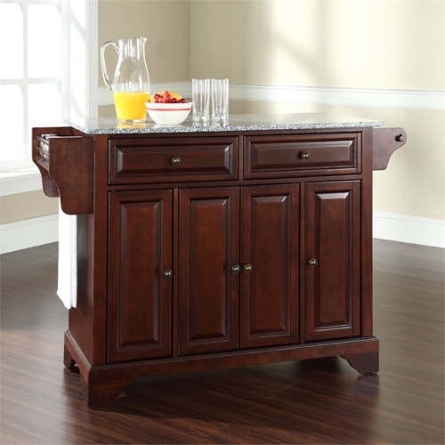 Crosley LaFayette Gray Granite Top Kitchen Island in Mahogany