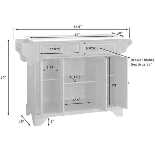 Crosley LaFayette Gray Granite Top Kitchen Island in Mahogany