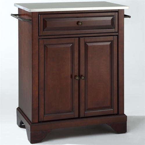 Crosley LaFayette Stainless Steel Top Portable Kitchen Island in Mahogany