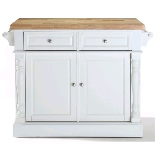 Crosley Oxford Butcher Block Top Kitchen Island in White