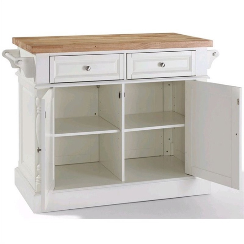 Crosley Oxford Butcher Block Top Kitchen Island in White