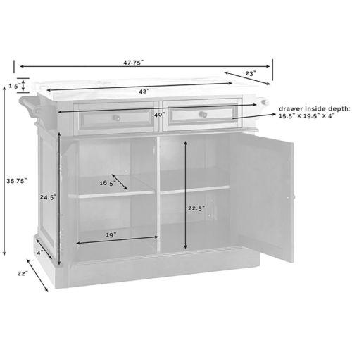 Crosley Oxford Butcher Block Top Kitchen Island in White