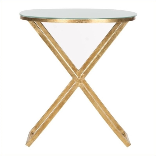 SAFAVIEH  Riona Iron And Glass Accent Table In Gold And White