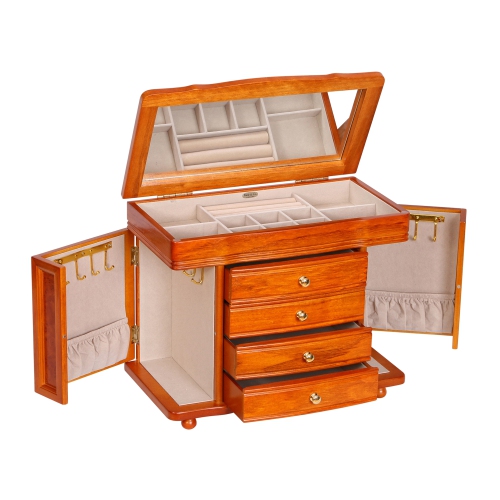 Mele Josephine Wooden Jewelry Box in Oak Finish