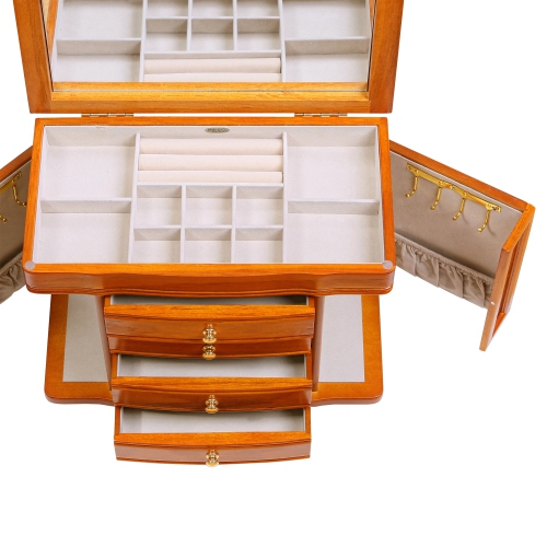 Mele Josephine Wooden Jewelry Box in Oak Finish